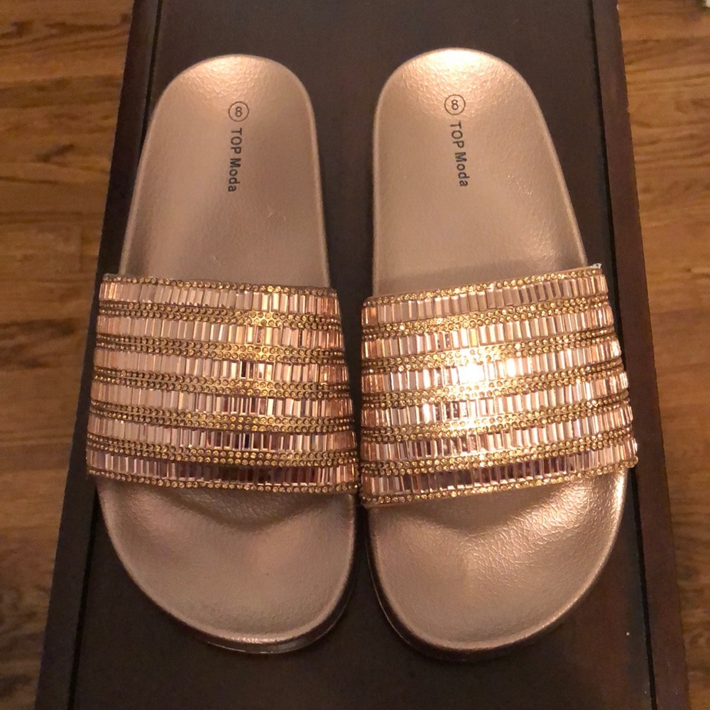 NWT and Box Rose Gold Slides